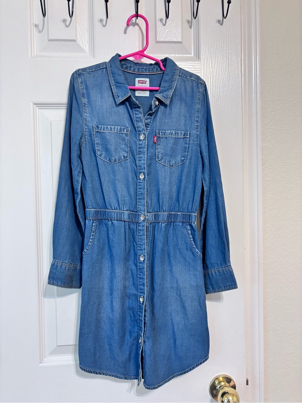 Levi's Light Blue Denim Shirt Dress with Button Front